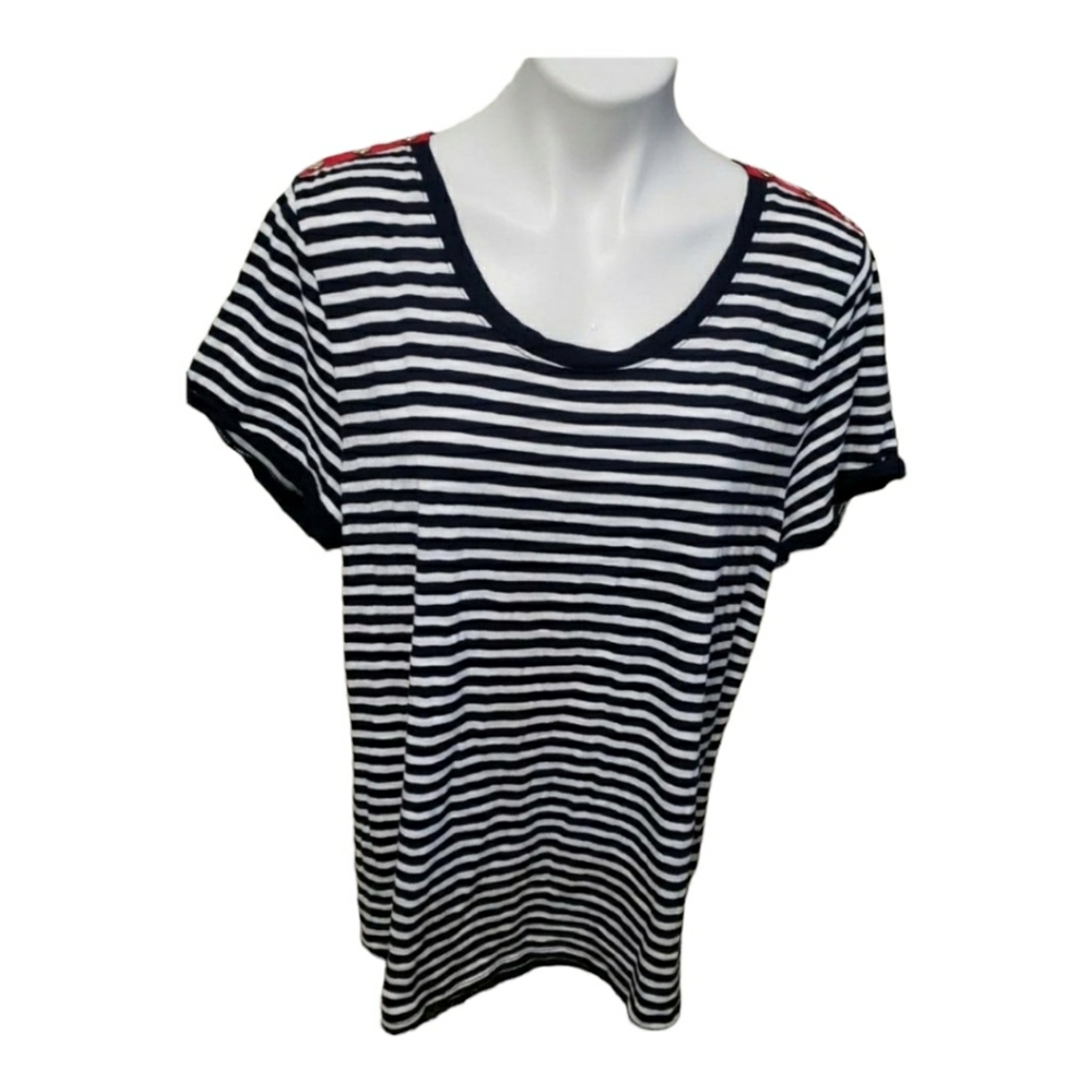 Talbots Blue and White Striped Shirt